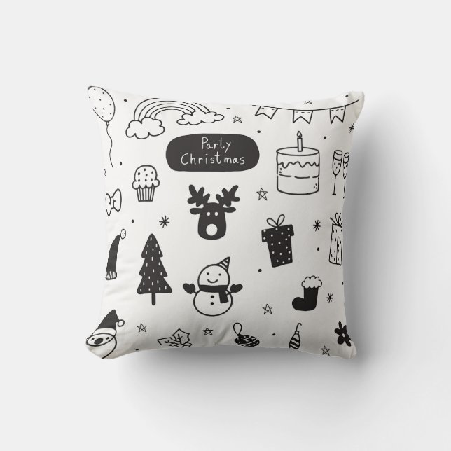 Almofada estilo de Natal preto e branco  (Frente)