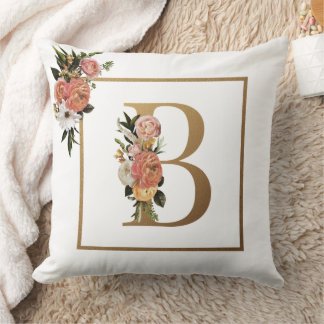 Almofada ESTILO DE primavera, MONOGRAMA FLORAL BRANCA E PIN
