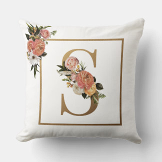 Almofada ESTILO DE primavera, PINO E MONOGRAMA FLORAL BRANC