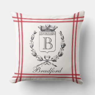 Almofada Estilo de Vintage Vermelho Monograma Personalizado