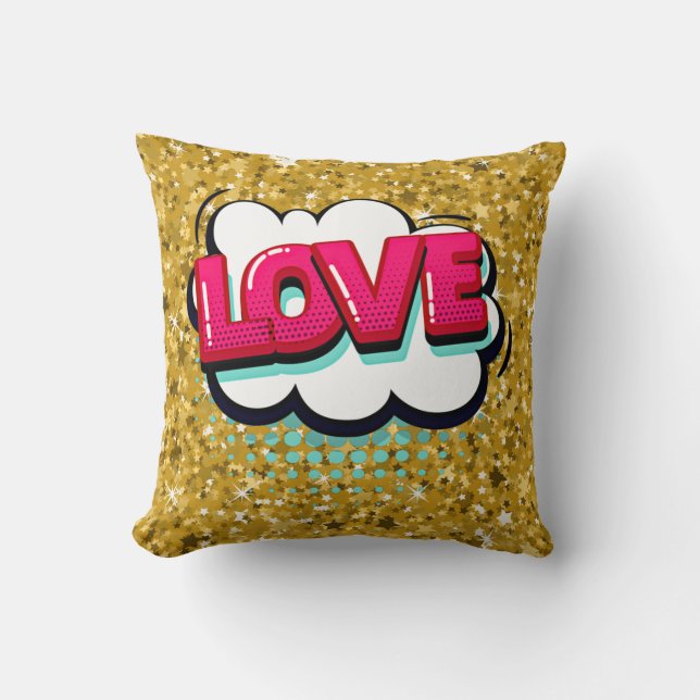 Almofada Estilo em Quadrinhos Pop Arte Retroativa Estrelas  (Frente)