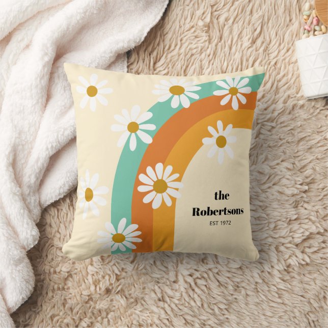 Almofada Estilo Groovy Rainbow 1970s Boho Personalizado (Cobertor)