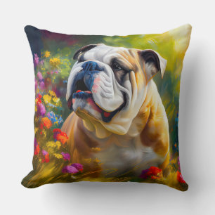Almofada Estilo Impressionista do Retrato do Bulldog Inglês