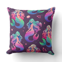 Estilo Kawaii Sereias Roxo Sem Costura