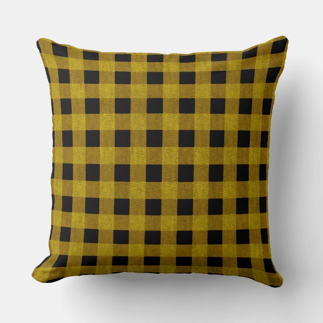 Almofada Estilo Lumberjack - tecido amarelo + suas ideias (Frente)