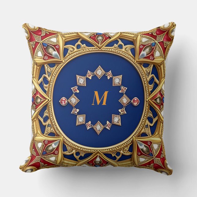 Almofada Estilo Medieval Ornamento de Ouros Artísticos (Frente)