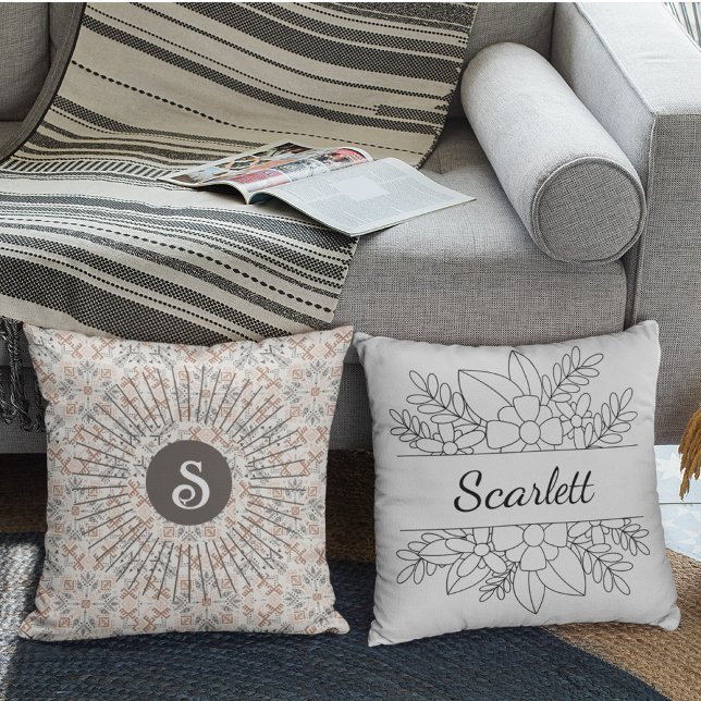 Almofada Estilo místico Monograma Personalizado Boho (Criador carregado)