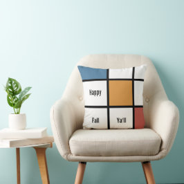 Almofada Estilo Mondrian Azul Dourado Personalizável