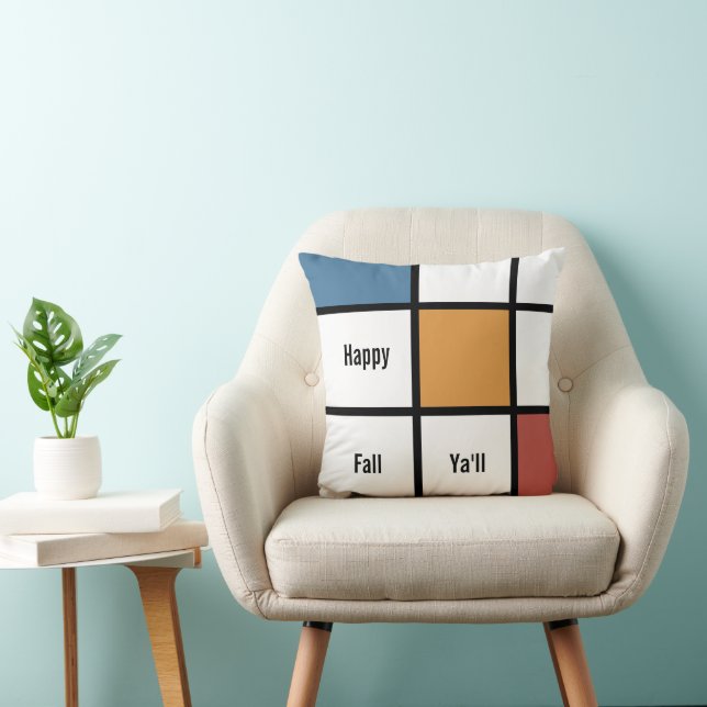 Almofada Estilo Mondrian Azul Dourado Personalizável (Cadeira)
