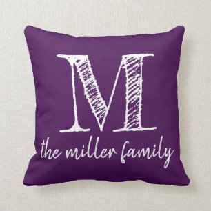 Almofada Estilo Monogrammed roxo do quadro do travesseiro