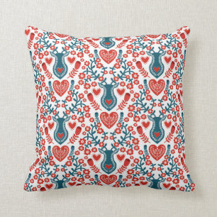 Almofada Estilo Nórdico Vermelho e Branco - Cushion Deer