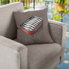 Almofada Estilo Retro Vermelho Sardine Art Engraçado Comida