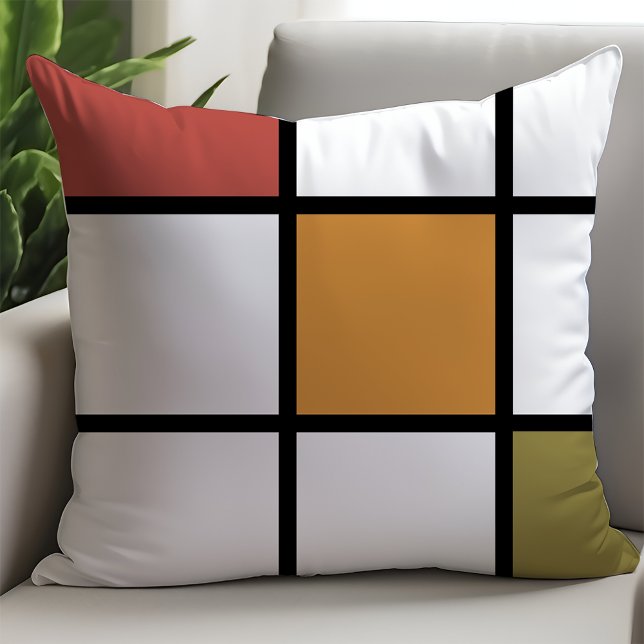 Almofada Estilo Verde Mondrian Dourado (Criador carregado)