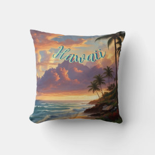 Almofada Estilo Vintage Viagem Honolulu Médio Havaiano - Pa
