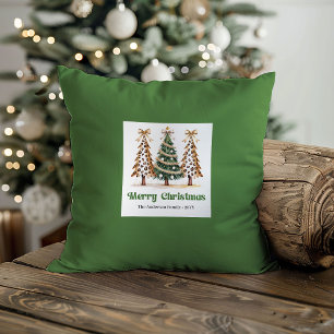Almofada Estiloso Feriado de Natal Nome Personalizado Leopa
