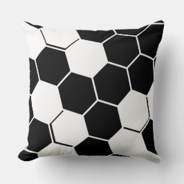 Almofada Estiloso Hexágono Geométrico Branco e Preto