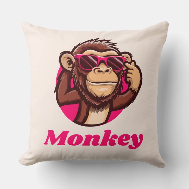 Almofada estojo de travesseiro de macaco (Frente)