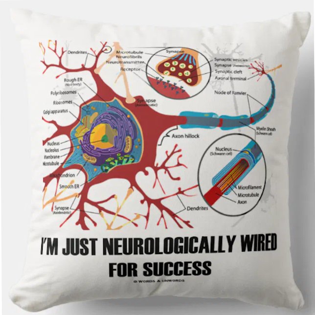 Almofada Estou apenas neurologicamente programado para o su (Throw pillow featuring neuron/synapse for anyone who is just neurologically wired for success!)