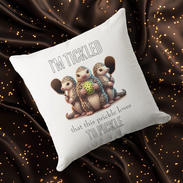 Almofada Estou picado que este picles ama picles (Pickleballing Pangolins Square Throw Pillow Cover Photo)