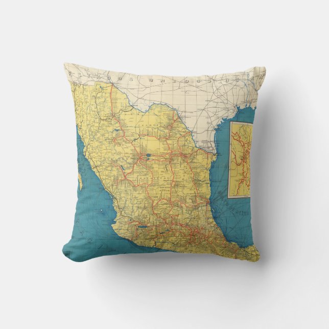 Almofada Estradas de ferro nacionais do mapa de México (Frente)