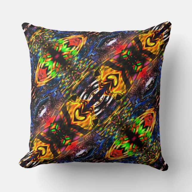 Almofada Estranho repetido de curvas coloridas, mosaico, ma (Frente)