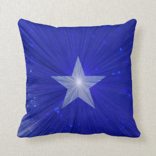 Almofada Estrela azul escuro quadrado impresso do