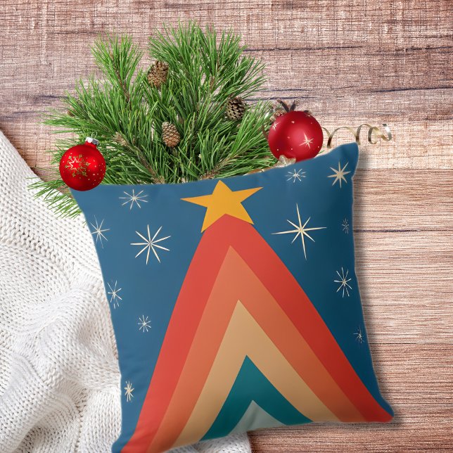 Almofada Estrela de Árvore de Natal Azul da Groovage Retro (Criador carregado)