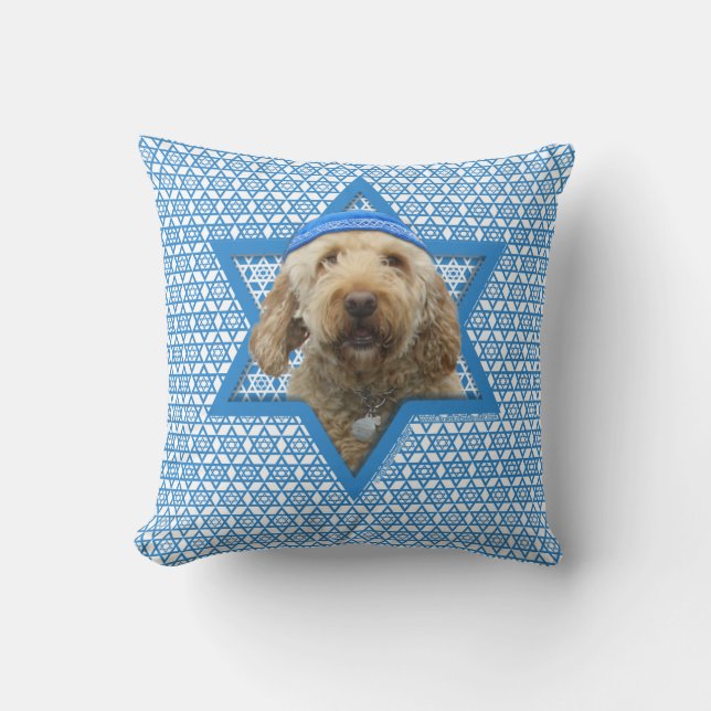 Almofada Estrela de David de Hanukkah - GoldenDoodle (Frente)