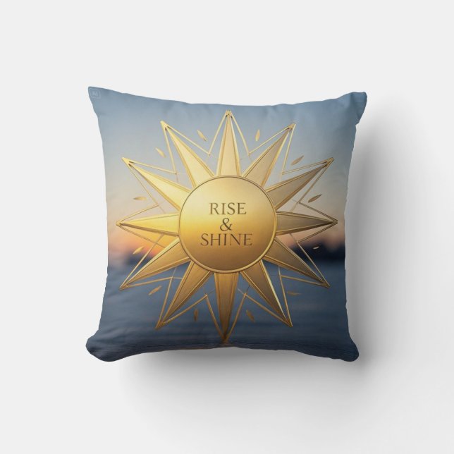 Almofada Estrela de ouro geométrica com brilho (Frente)