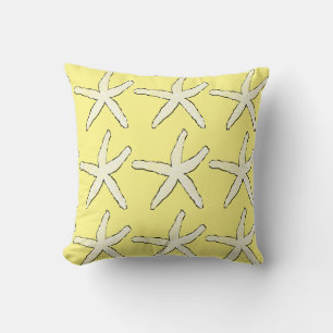 Almofada Estrela-do-mar Amarelo Branco Padrão Elegante Prai