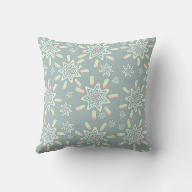 Almofada Estrela Explosiva Geométrica Pastel Retro (Verso)