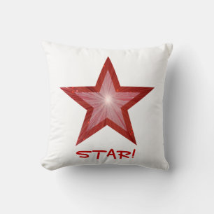Almofada Estrela vermelha "ESTRELA!" branco quadrado do