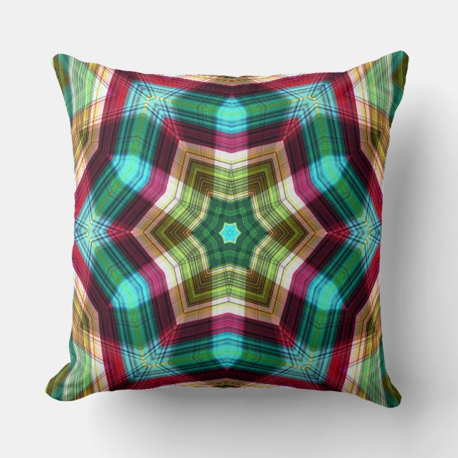 Almofada Estrelado caleidoscópio migrando para hexágono com (Frente)