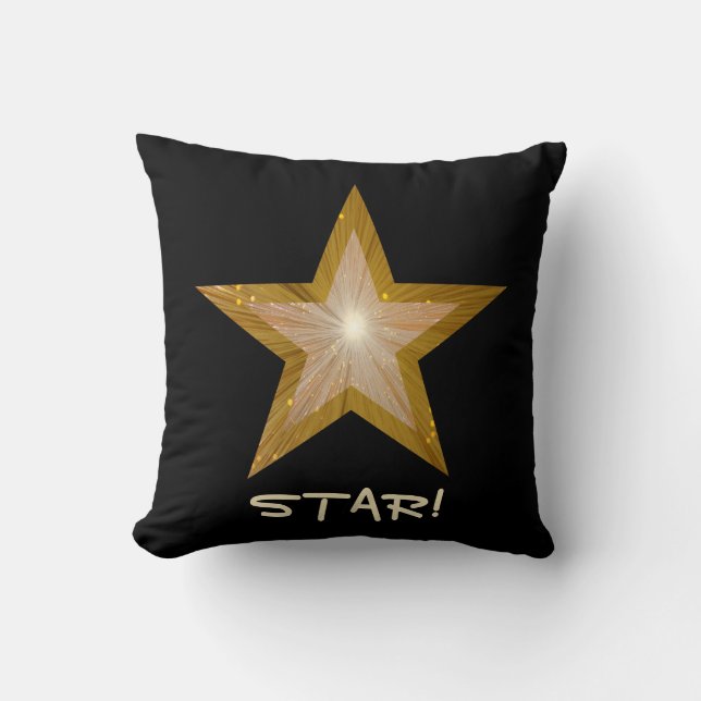 Almofada Estrelado "Dourado" Estrela, travesseiro decorativ (Frente)