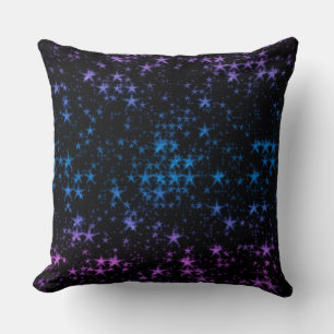 Almofada estrelas azuis, cor-de-rosa e roxas