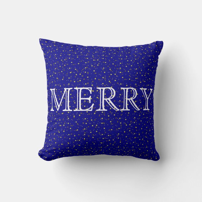 Almofada Estrelas Azuis Decorativas Feliz Natal (Frente)
