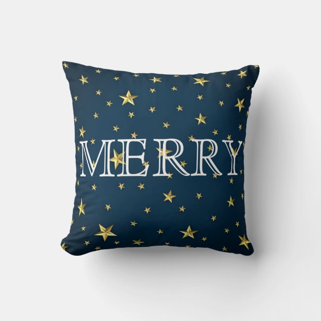 Almofada Estrelas Azuis Decorativas Feliz Natal (Frente)