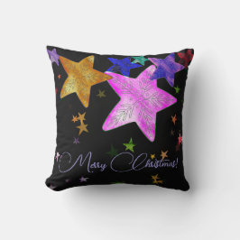 Almofada Estrelas brilhantes multicolores - Feliz Natal!
