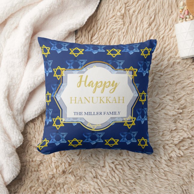Almofada Estrelas de Aquarela de Chanucá Feliz Única de Dav (Cobertor)