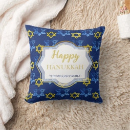 Almofada Estrelas de Davi Únicas Feliz Hanukkah em Aquarela
