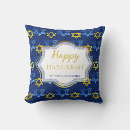Almofada Estrelas de Davi Únicas Feliz Hanukkah em Aquarela