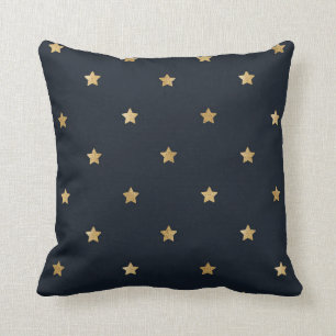Almofada Estrelas de ouro em Preto da Meia-Noite