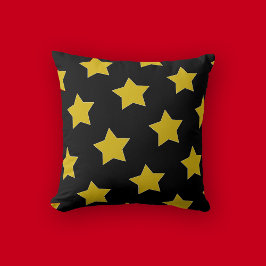 Almofada Estrelas Douradas/Amarelas E Negras Aniversário