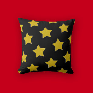Almofada Estrelas Douradas/Amarelas E Negras Aniversário