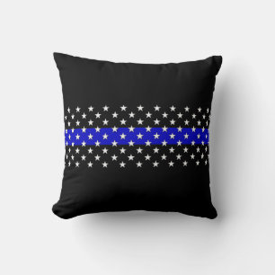 Almofada Estrelas e faixas da polícia de linha azul fina
