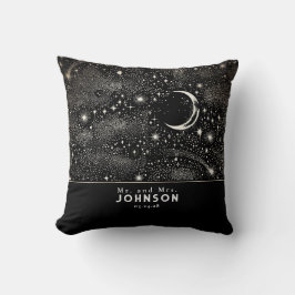Almofada Estrelas e Lua Starry Night Celestial Black