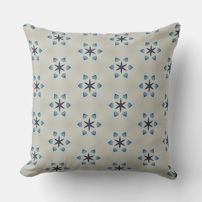 Almofada Estrelas e Travesseiro decorativo bege azul (Frente)