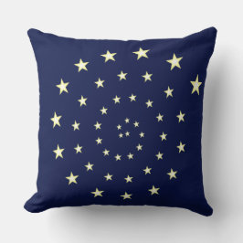 Almofada Estrelas Elegantes em Espiral sobre Azul-Marinho