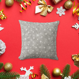 Almofada Estrelas Flocos de Neve Brilho Prata Elegantes