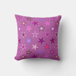 Almofada Estrelas Modernas, Violeta, Ameixa e Rosa